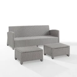 Bradenton 3pc Outdoor Wicker Sofa & 2 Ottoman Set - Navy/Gray - Crosley -Crosley Sales Store GUEST 6a2be418 45b0 4137 a53a de8186f06036
