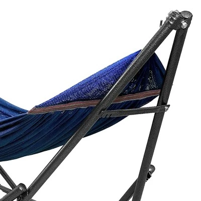 Tranquillo Universal 106.5 Inch Double Hammock Swing With Adjustable Powder-Coated Steel Stand And Carry Bag For Indoor Or Outdoor Use, Aegean 3 Tranquillo Universal 106.5 Inch Double Hammock Swing With Adjustable Powder-Coated Steel Stand And Carry Bag For Indoor Or Outdoor Use, Aegean - Image 3
