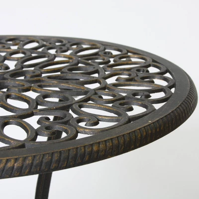 Thomas 3pc Cast Aluminum Patio Bistro Set - Dark Gold - Christopher Knight Home 4 Thomas 3pc Cast Aluminum Patio Bistro Set - Dark Gold - Christopher Knight Home - Image 4