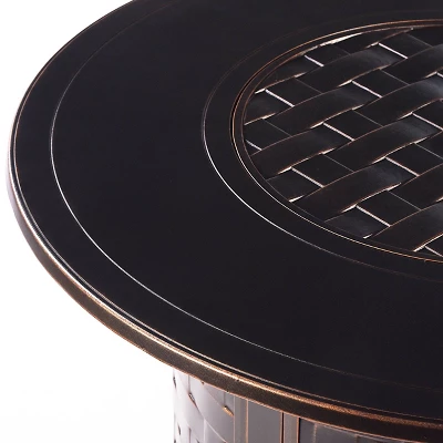 Oakland Living 5pc Deep Seating Swivel Aluminum Outdoor Patio Fire Pit Dining Set With 44" Round Fire Table With Weave Pattern Copper 8 Oakland Living 5pc Deep Seating Swivel Aluminum Outdoor Patio Fire Pit Dining Set With 44" Round Fire Table With Weave Pattern Copper - Image 8