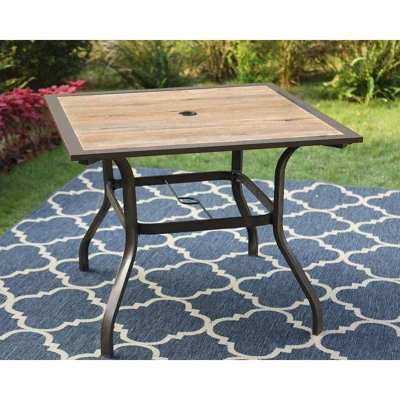 37"x37" Square Patio Dining Table With Umbrella Hole - Captiva Designs 1 37"x37" Square Patio Dining Table With Umbrella Hole - Captiva Designs
