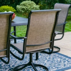 7pc Outdoor Dining Set With Swivel Sling Chairs & Large Metal Rectangle Table With Umbrella Hole - Gray - Captiva Designs -Crosley Sales Store GUEST 6b73e3c4 be77 48f3 8e6f cb2618b996f2
