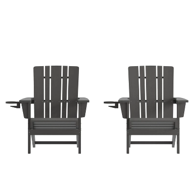 Emma And Oliver Set Of 2 Adirondack Chairs With Cup Holders, Weather Resistant HDPE Adirondack Chairs 11 Emma And Oliver Set Of 2 Adirondack Chairs With Cup Holders, Weather Resistant HDPE Adirondack Chairs - Image 11