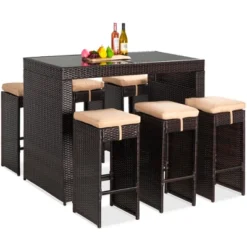 Best Choice Products 7-Piece Outdoor Rattan Wicker Bar Dining Patio Furniture Set W/ Glass Table Top, 6 Stools 13 Best Choice Products 7-Piece Outdoor Rattan Wicker Bar Dining Patio Furniture Set W/ Glass Table Top, 6 Stools -Crosley Sales Store GUEST 6bb271b8 59d8 400e b404 c8f77272404f