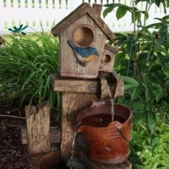 Sunnydaze Decor Sunnydaze 26"H Electric Polyresin Bluebird House And Buckets Outdoor Water Fountain -Crosley Sales Store GUEST 6bd9ae1e 022d 4008 acbd d1c6aa649c70