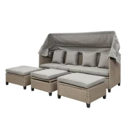 4pc Outdoor Adjustable Wicker Sectional Set With Canopy & Table - GODEER 37 4pc Outdoor Adjustable Wicker Sectional Set With Canopy & Table - GODEER -Crosley Sales Store GUEST 6be8053e c17f 4c1d bb04 e4de924aa441
