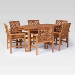 7pc Slatted Chevron Acacia Patio Dining Set - Saracina Home -Crosley Sales Store GUEST 6c5a38cb 01f2 4a50 903c b27f64f7a8ce