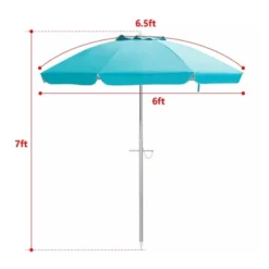 6.5' X 6.5' Portable Sunshade Beach Umbrellas With Tilt Aluminum Pole And Carrying Bag - Wellfor -Crosley Sales Store GUEST 6d0023af 35a9 4156 ad2a 08e9688eb72f