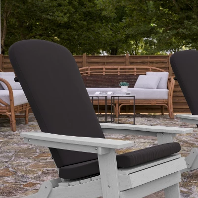 Merrick Lane Set Of 2 Weather Resistant Folding Adirondack Patio Chairs With Vertical Lattice Backs And Comfort Foam Cushions 6 Merrick Lane Set Of 2 Weather Resistant Folding Adirondack Patio Chairs With Vertical Lattice Backs And Comfort Foam Cushions - Image 6