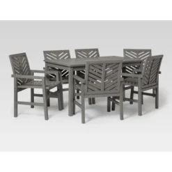 7pc Slatted Chevron Acacia Patio Dining Set - Saracina Home -Crosley Sales Store GUEST 6e586955 cdb3 42a6 b92d 73b8e77d8e6a