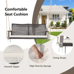 Tangkula 2-Seat Rattan Porch Swing Chair Outdoor Wicker Swing Bench W/ Seat Cushion 12 Tangkula 2-Seat Rattan Porch Swing Chair Outdoor Wicker Swing Bench W/ Seat Cushion -Crosley Sales Store GUEST 6e6c8804 3f50 4390 9188 ddc9fd9a3ae7