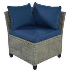 5pc Outdoor Wicker Conversation Set With Cushions - Blue - GODEER -Crosley Sales Store GUEST 6e8a4bde 70b7 40e5 a74e 0abd711b0a5b