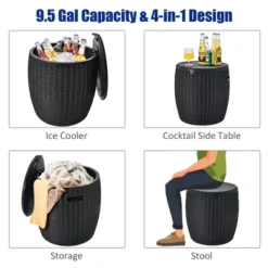 Costway 9.5 Gallon 4-in-1 Patio Rattan Cool Bar Cocktail Table Side Table BrownBlack -Crosley Sales Store GUEST 6f119d03 efab 4c75 855a dc7802321ca4