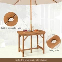 Costway Patio Outdoor Fir Wood Dining Table 1.5'' Umbrella Hole Backyard Garden Natural 12 Costway Patio Outdoor Fir Wood Dining Table 1.5'' Umbrella Hole Backyard Garden Natural -Crosley Sales Store GUEST 6f1a130a f861 4c27 9f54 40a3dfa84595