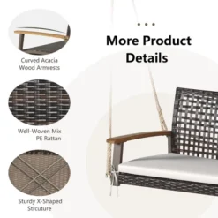 Tangkula 2-Seat Rattan Porch Swing Chair Outdoor Wicker Swing Bench W/ Seat Cushion 15 Tangkula 2-Seat Rattan Porch Swing Chair Outdoor Wicker Swing Bench W/ Seat Cushion -Crosley Sales Store GUEST 6fe7a54e 31f9 4a1c 9c7a 48835434ef79
