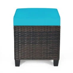 Costway 2PCS Patio Rattan Ottoman Cushioned Seat W/ Foot Rest Turquoise -Crosley Sales Store GUEST 706ac5e9 809d 4476 adc9 aadcbd4083e1