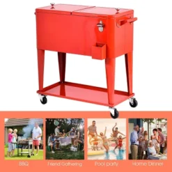 Costway 80-quart Cooler Beer Cart Outdoor Entertaining Rolling Party Steel Bar Bistro -Crosley Sales Store GUEST 709ffc5d b85b 4638 838f 05ee0eb3f3f3