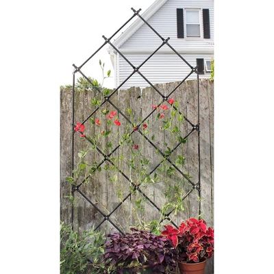 Achla Designs 95" Traditional Freestanding Lattice Iron Garden Trellis Graphite Powder Coat Finish 1 Achla Designs 95" Traditional Freestanding Lattice Iron Garden Trellis Graphite Powder Coat Finish