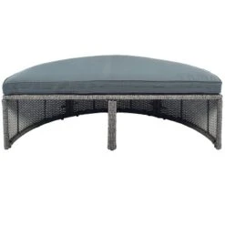 2pc Outdoor Wicker Conversation Sectional Set With Cushions & Half-Moon Side Table For Umbrella - Gray - GODEER -Crosley Sales Store GUEST 7132adf6 5dfe 4588 8be9 5b90382dac5f