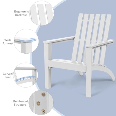 Costway 2PCS Patio Adirondack Chair Side Table Set Solid Wood Garden Deck White 8 Costway 2PCS Patio Adirondack Chair Side Table Set Solid Wood Garden Deck White - Image 8