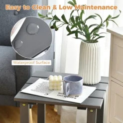 Costway 3PCS Patio Adirondack Chair Side Table Set Solid Wood Garden Deck Grey -Crosley Sales Store GUEST 719a6722 428e 482e 8491 d63c31957834