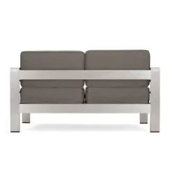 Cape Coral 5pc Aluminum And MGO Seating Set With Fire Table Khaki/Light Gray - Christopher Knight Home -Crosley Sales Store GUEST 72369f1a e599 4d30 93cb 877b6f8ed328