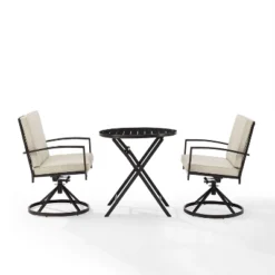 3pc Kaplan Outdoor Steel Bistro Set Oatmeal/Bronze - Crosley -Crosley Sales Store GUEST 7286d994 3278 40e7 8a6b d25d0fb3bfc6