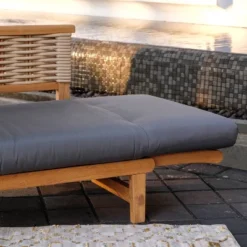Cambridge Casual Auburn Teak & Wicker Outdoor Patio Daybed With Cushion Brown/Blue -Crosley Sales Store GUEST 73d5e198 cc5b 49f7 b70a d3620e31c955