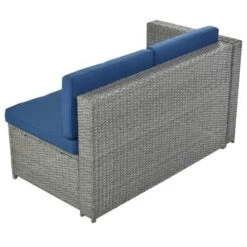 9pc Wicker Patio Conversation Set With Cushions - Blue - GODEER -Crosley Sales Store GUEST 73d749ad 8dd5 4ed3 bb28 20f1d9575943