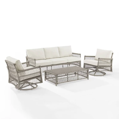4pc Thatcher Outdoor Steel Seating Set Creme/Driftwood - Crosley 8 4pc Thatcher Outdoor Steel Seating Set Creme/Driftwood - Crosley - Image 8