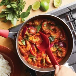 Rachael Ray Cook + Create Aluminum Nonstick Saute Pan With Lid 3qt Red