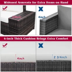 Costway 6PCS Rattan Furniture Set Conversation Cushioned Sofa Armrest Garden TurquoiseWhite -Crosley Sales Store GUEST 7526eb60 6a22 4aca 9922 8bb63d644e48