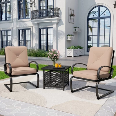 Captiva Designs 3pc Patio Bistro Set With Square Umbrella Table 10 Captiva Designs 3pc Patio Bistro Set With Square Umbrella Table - Image 10