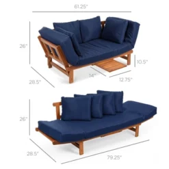 Best Choice Products Outdoor Convertible Acacia Wood Futon Sofa W/ Pullout Tray, 4 Pillows, All-Weather Cushion - Navy 11 Best Choice Products Outdoor Convertible Acacia Wood Futon Sofa W/ Pullout Tray, 4 Pillows, All-Weather Cushion - Navy -Crosley Sales Store GUEST 762e0155 9033 420f bf1c 8181a03e3d8e
