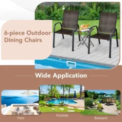 Tangkula 6PCS Outdoor PE Wicker Stacking Dining Chairs Patio Arm Chairs -Crosley Sales Store GUEST 781f6672 a9e5 41e0 bb14 f979f34ad28e