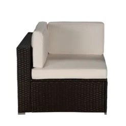 5pc Outdoor Rattan Wicker Conversation Set - Brown/Beige/Red - GODEER -Crosley Sales Store GUEST 78686e17 aa77 4037 a7bc ae3cfff07993