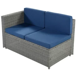 9pc Wicker Patio Conversation Set With Cushions - Blue - GODEER -Crosley Sales Store GUEST 78a0e0ff e92e 4ef5 9d47 086fd0de285f