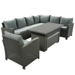 6pc Outdoor Set With Loveseats, Sofa, Chair, Bench & Coffee Table - Gray - GODEER 14 6pc Outdoor Set With Loveseats, Sofa, Chair, Bench & Coffee Table - Gray - GODEER -Crosley Sales Store GUEST 78c63bd0 15db 4fa4 9c72 74e8bc68b3d1
