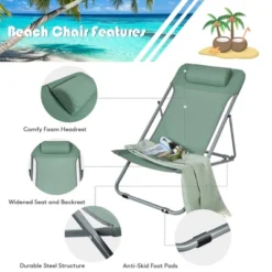 Costway Set Of 2 Beach Chair Portable 3-Position Lounge Chair W/ Headrest BlueGreenOrange 16 Costway Set Of 2 Beach Chair Portable 3-Position Lounge Chair W/ Headrest BlueGreenOrange -Crosley Sales Store GUEST 78d0c0be 0b54 445b 8849 09f5dda50590