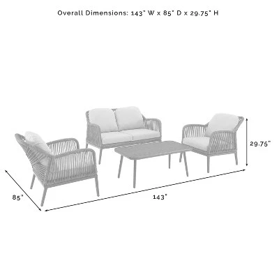 Haven 4pc Outdoor Wicker Conversation Set - Light Gray - Crosley 14 Haven 4pc Outdoor Wicker Conversation Set - Light Gray - Crosley - Image 14