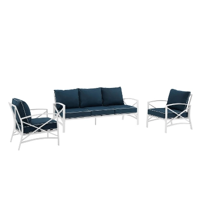 Kaplan 3pc Outdoor Sofa Set With Sofa & 2 Arm Chairs - Navy - Crosley 5 Kaplan 3pc Outdoor Sofa Set With Sofa & 2 Arm Chairs - Navy - Crosley - Image 5