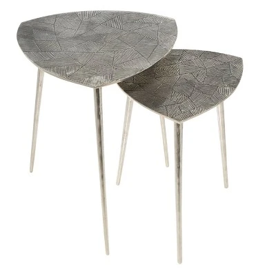 2pk Aluminum Patio Accent Table - Olivia & May 3 2pk Aluminum Patio Accent Table - Olivia & May - Image 3