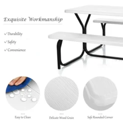 Costway Picnic Table Bench Set Outdoor Backyard Patio Garden Party Dining All Weather White 14 Costway Picnic Table Bench Set Outdoor Backyard Patio Garden Party Dining All Weather White -Crosley Sales Store GUEST 79f0f3fb b7aa 4456 be93 3253638b74fd