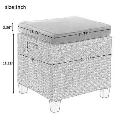 5-Piece Outdoor Conversation Set With Ottoman And Pillows-ModernLuxe 4 5-Piece Outdoor Conversation Set With Ottoman And Pillows-ModernLuxe - Image 4