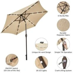 Costway 9' Solar LED Lighted Patio Market Umbrella Tilt Adjustment Crank Lift 16 Costway 9' Solar LED Lighted Patio Market Umbrella Tilt Adjustment Crank Lift -Crosley Sales Store GUEST 7d4183e8 ab9e 4c2b b8c2 60d1d0b9ba90