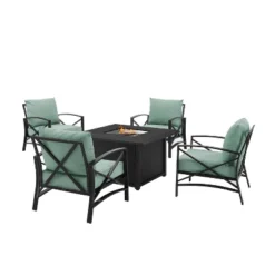 Kaplan 5pc Outdoor Conversation Set With Dante Fire Table & 4 Arm Chairs - Mist - Crosley -Crosley Sales Store GUEST 7d5fec27 5385 4791 a288 4ad1a791d164