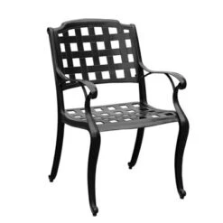 7pc Patio Dining Set With 59" Modern Ornate Outdoor Mesh Aluminum Round Table & Checker Chairs - Black - Oakland Living -Crosley Sales Store GUEST 7d6f2426 5c76 4828 b6b1 b7086ee9c297