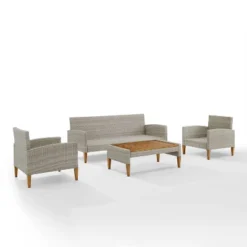 Capella Outdoor Wicker 4 Pc Sofa With Two Chairs And Coffee Table Set Gray/Acorn - Crosley -Crosley Sales Store GUEST 7ea3c9ab afab 4efa 99f6 deabf853d275