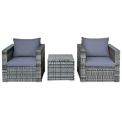 Tangkula 3-Piece Patio Wicker Conversation Set Bistro Rattan Sofa Chair With Washable Cushion Gray 17 Tangkula 3-Piece Patio Wicker Conversation Set Bistro Rattan Sofa Chair With Washable Cushion Gray -Crosley Sales Store GUEST 7fb0db03 9ee1 4f53 bce2 a6f6bafb2b05