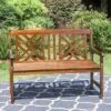 Outdoor Poplar Wood Loveseat Bench - Natural - Captiva Designs